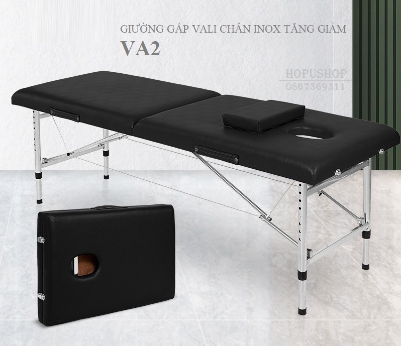 Giường gấp vali chân inox tăng giảm VA2