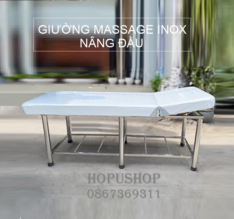 Giường massage Inox nâng đầu