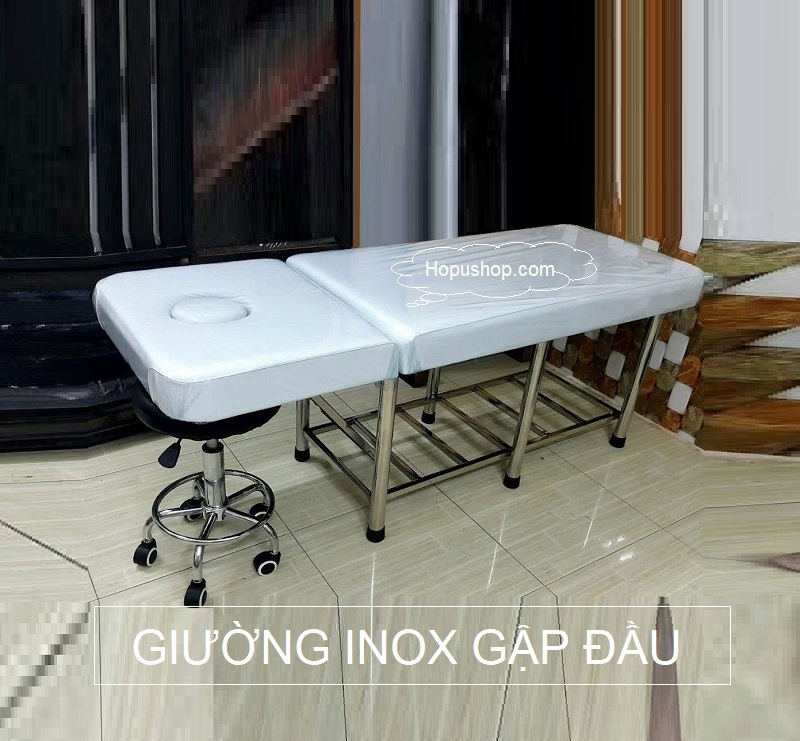 Giường Inox massage gập đầu