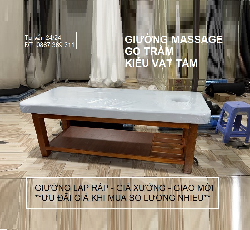 Giường massage gỗ tràm (Vạt tấm)