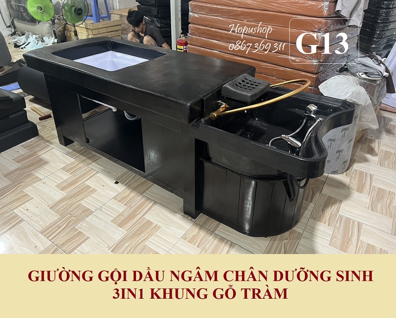 Giường gội đầu ngâm chân massage 3in1 Full vòm G13