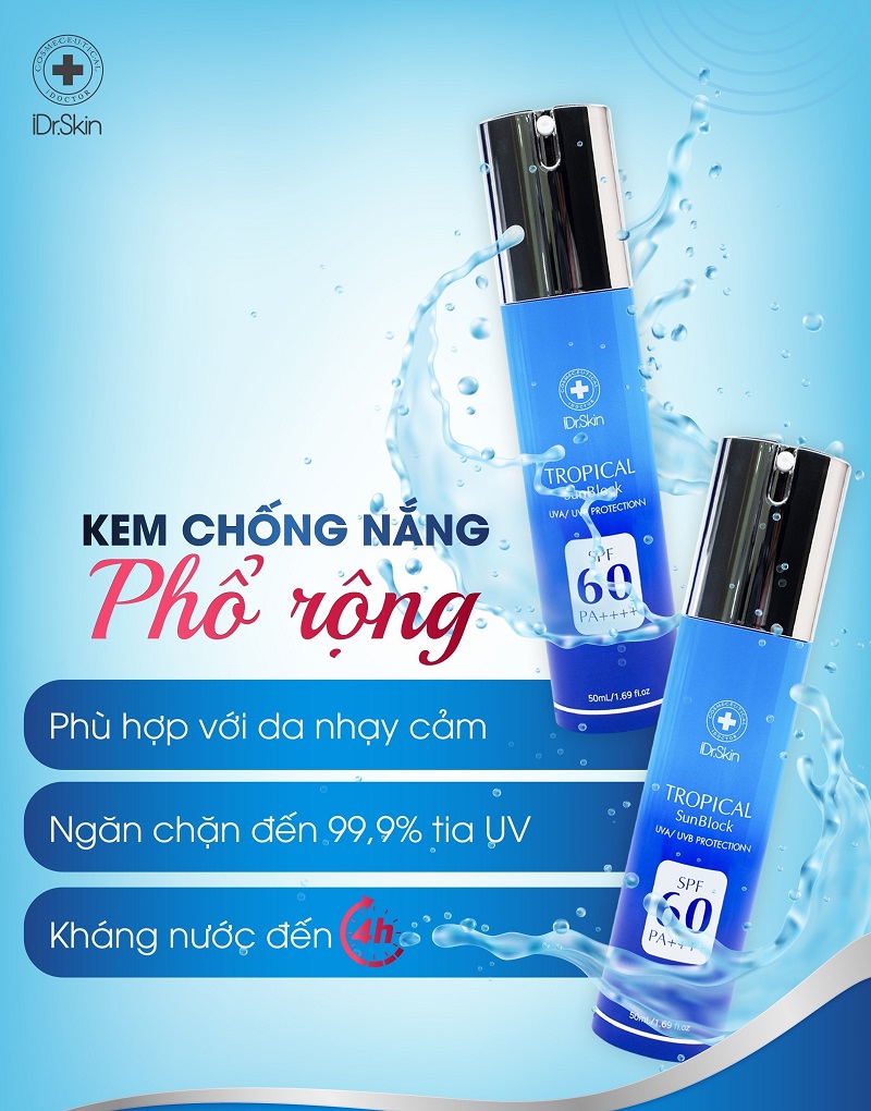 Kem chống nắng nâng tone da Tropical Sunblock Idr Skin 50ml