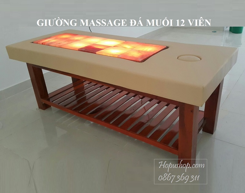 Giường massage đá muối 12 viên